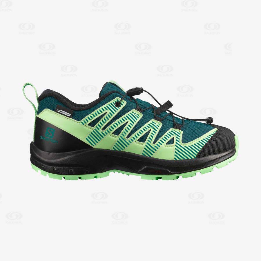 Green Salomon XA PRO V8 CLIMASALOMON™ WATERPROOF kids Trail Running Shoes | US-A1766