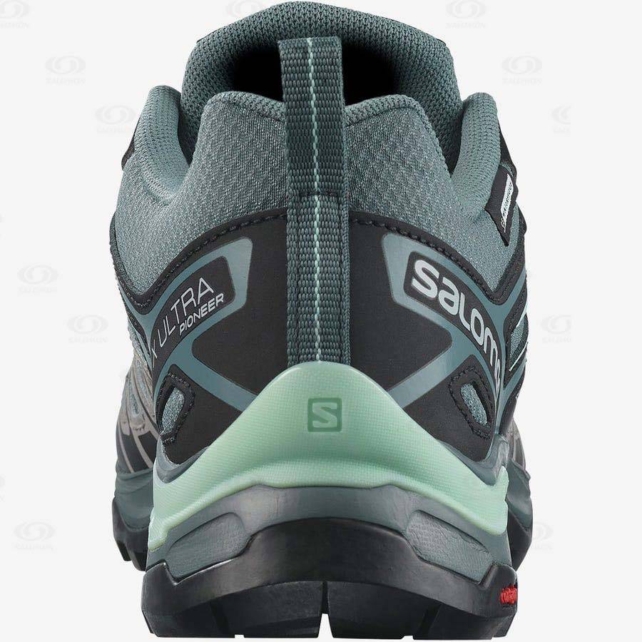 Green Salomon X ULTRA PIONEER CLIMASALOMON™ WATERPROOF Women's Hiking Shoes | US-M2175