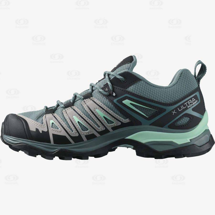 Green Salomon X ULTRA PIONEER CLIMASALOMON™ WATERPROOF Women's Hiking Shoes | US-M2175