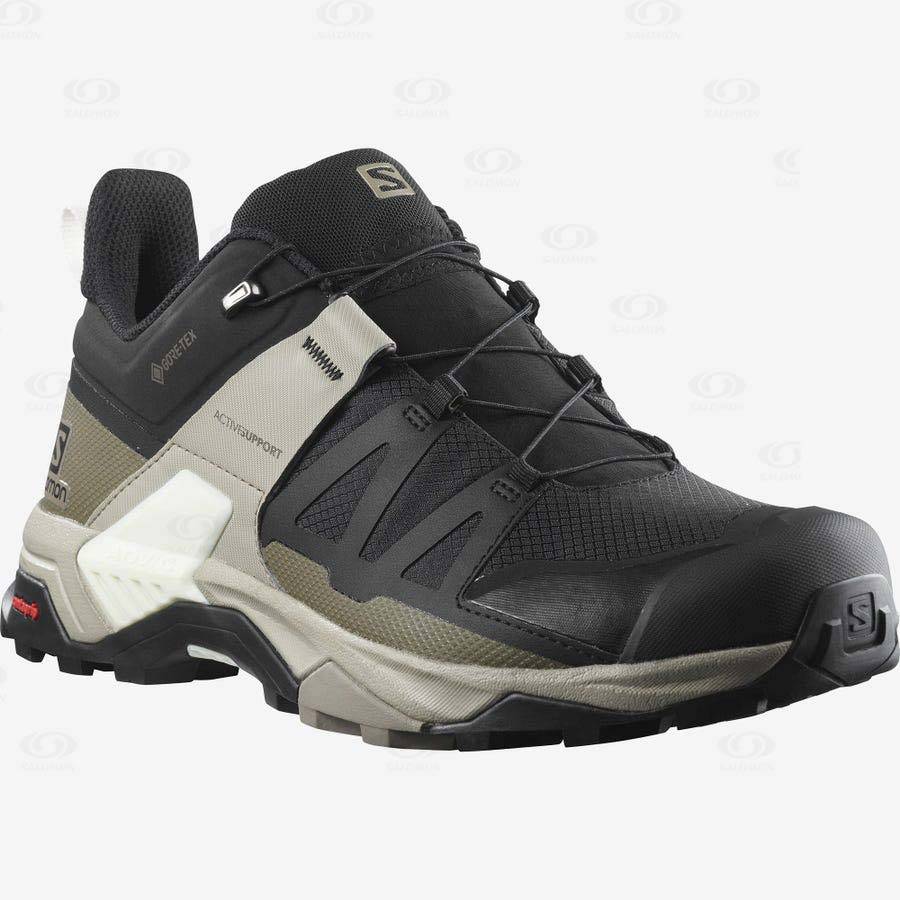 Grey / Black / Green Salomon X ULTRA 4 GORE-TEX Men's Waterproof Shoes | US-M2504