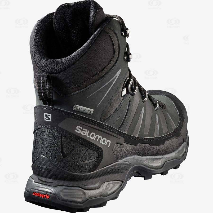 Grey / Black / Green Salomon X ULTRA TREK GORE-TEX Men's Hiking Shoes | US-M2070