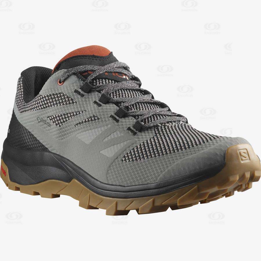 Grey / Black Salomon OUTLINE GORE-TEX Men's Hiking Shoes | US-S1296