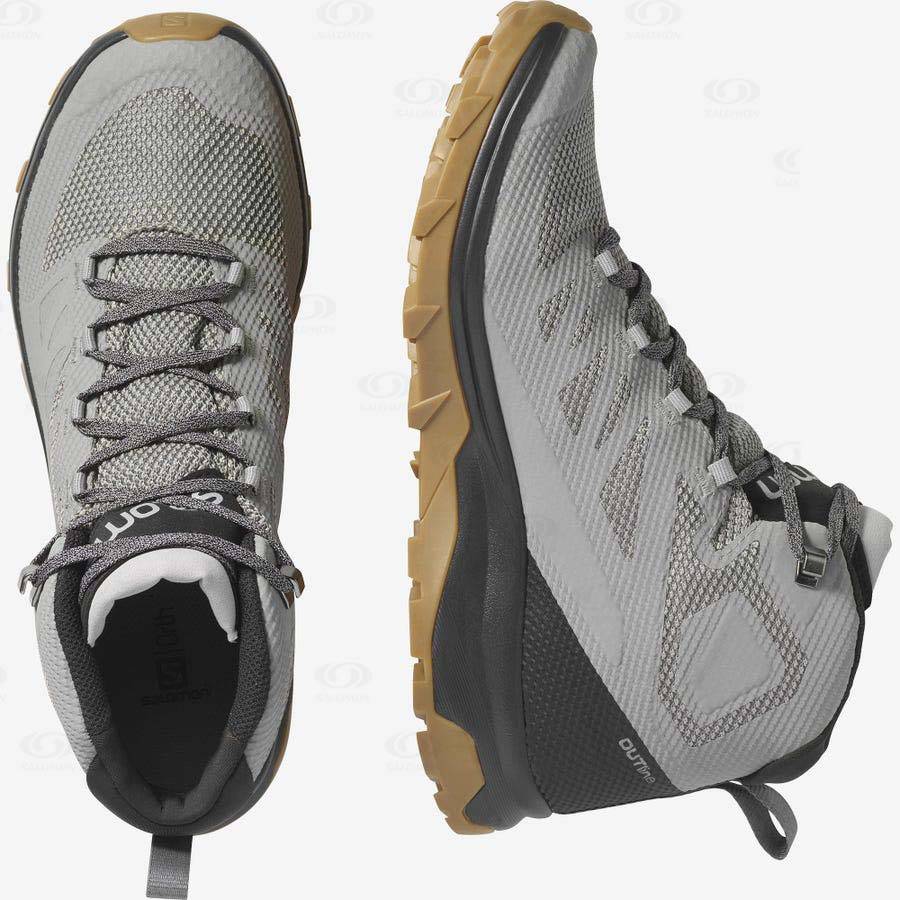 Grey / Black Salomon OUTLINE MID GORE-TEX Men's Hiking Shoes | US-A1374