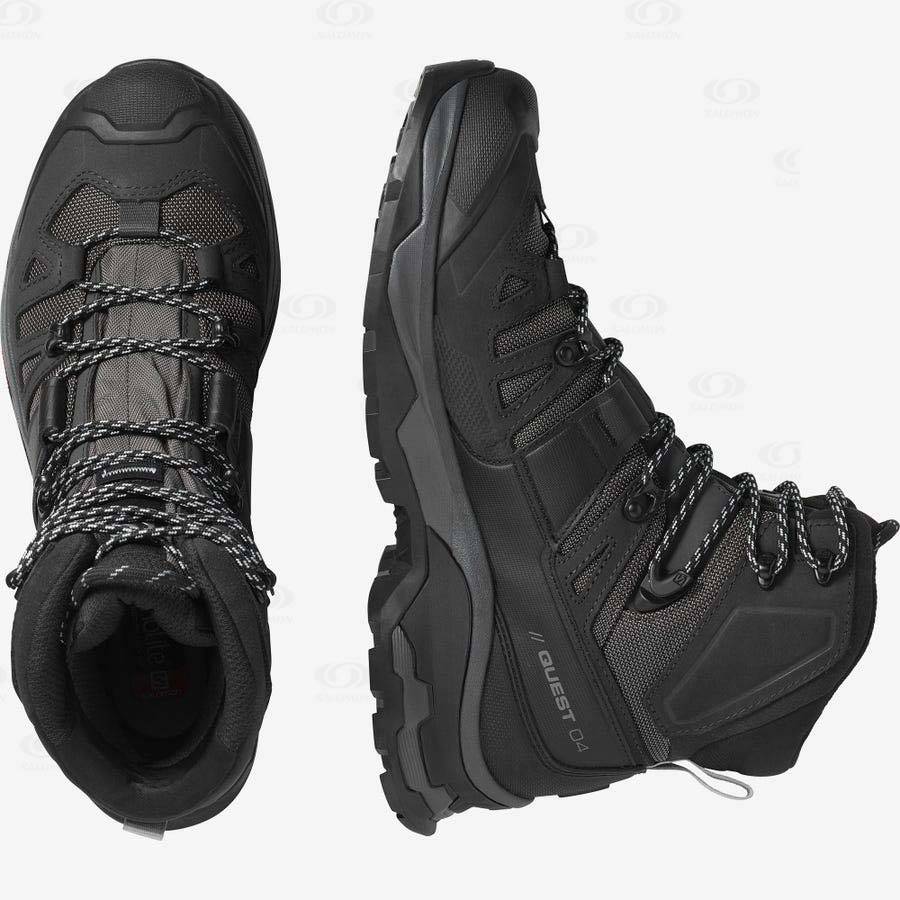 Grey / Black Salomon QUEST 4 GORE-TEX Men's Hiking Shoes | US-A1227