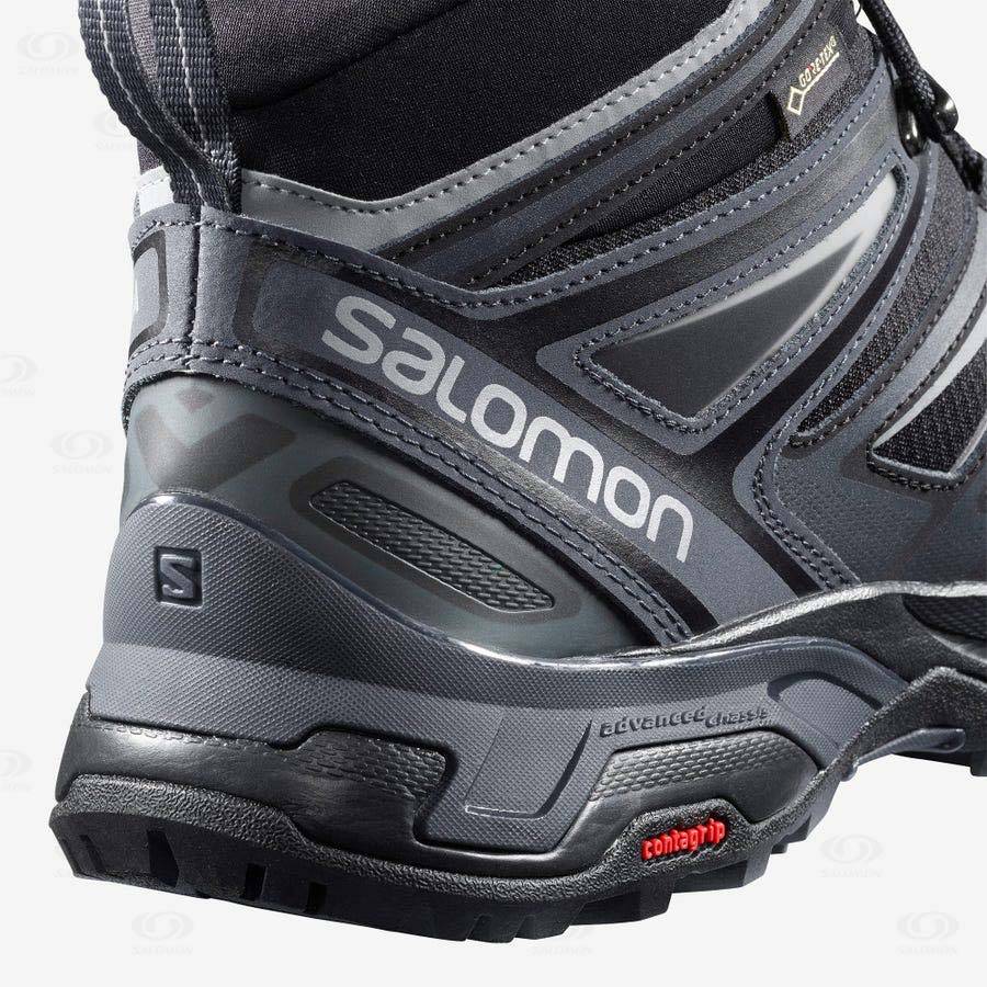 Grey / Black Salomon X ULTRA 3 MID GORE-TEX Men's Hiking Shoes | US-O1551