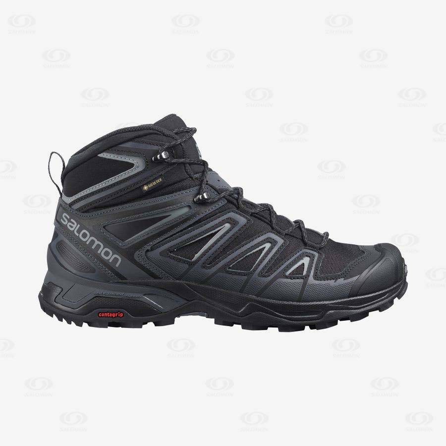 Grey / Black Salomon X ULTRA 3 MID GORE-TEX Men\'s Hiking Shoes | US-O1551