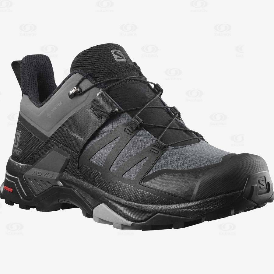 Grey / Black Salomon X ULTRA 4 GORE-TEX Men's Hiking Shoes | US-O1686