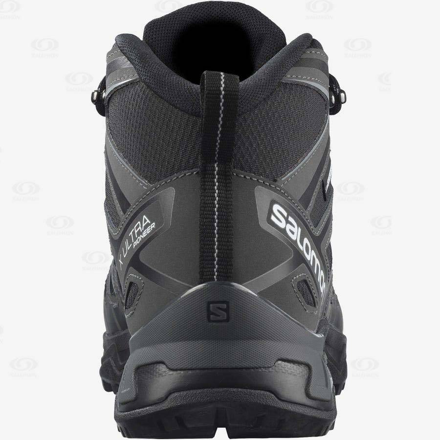 Grey / Black Salomon X ULTRA PIONEER MID CLIMASALOMON™ WATERPROOF Men's Hiking Shoes | US-M1006