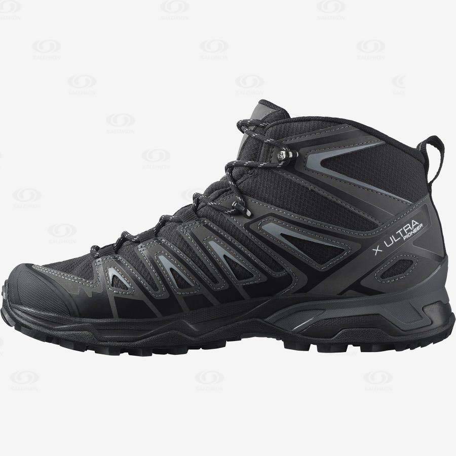 Grey / Black Salomon X ULTRA PIONEER MID CLIMASALOMON™ WATERPROOF Men's Hiking Shoes | US-M1006