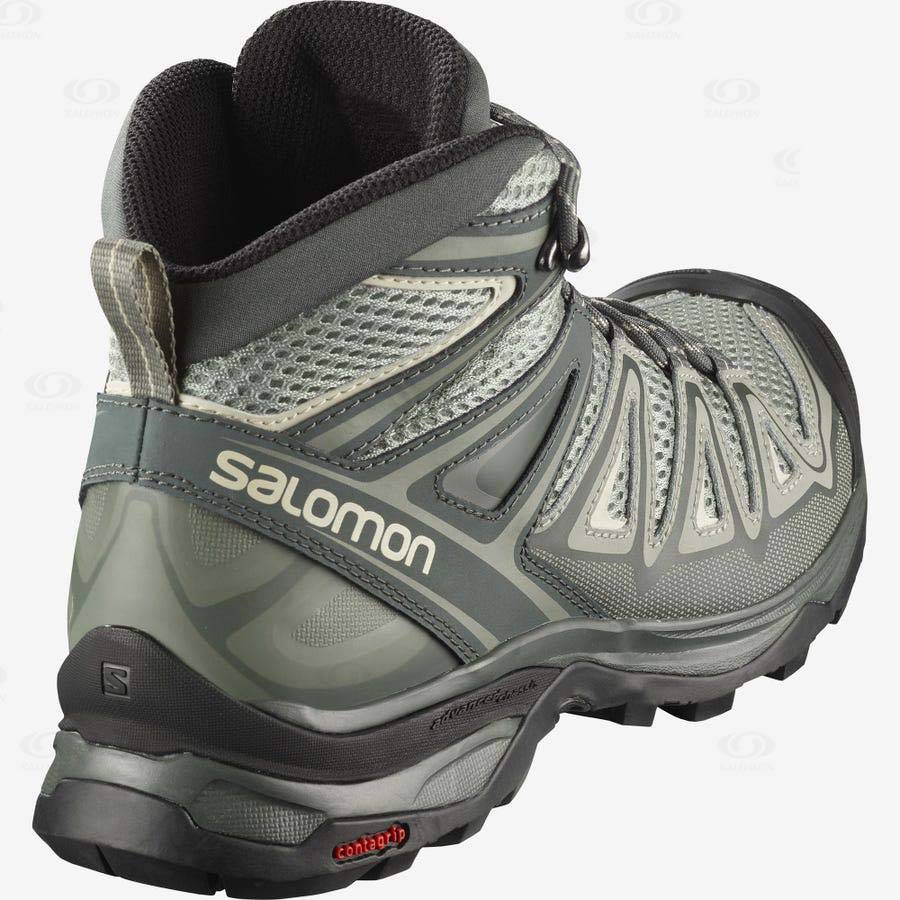 Grey / Brown Salomon X ULTRA MID 3 AERO Women's Hiking Shoes | US-S1520