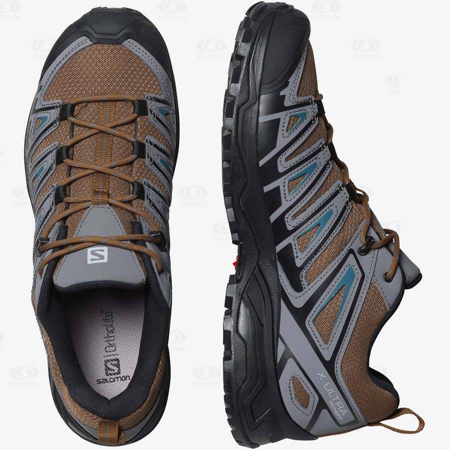 Grey / Brown Salomon X ULTRA PIONEER Men's Hiking Shoes | US-M1083