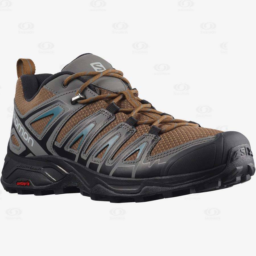 Grey / Brown Salomon X ULTRA PIONEER Men's Hiking Shoes | US-M1083