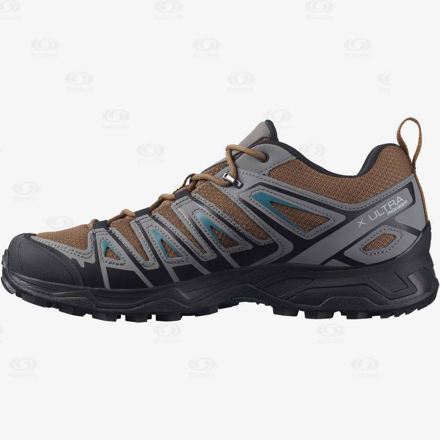 Grey / Brown Salomon X ULTRA PIONEER Men's Hiking Shoes | US-M1083