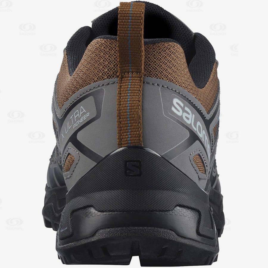 Grey / Brown Salomon X ULTRA PIONEER Men's Hiking Shoes | US-M1083