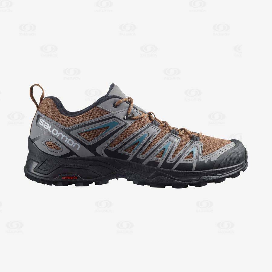 Grey / Brown Salomon X ULTRA PIONEER Men\'s Hiking Shoes | US-M1083