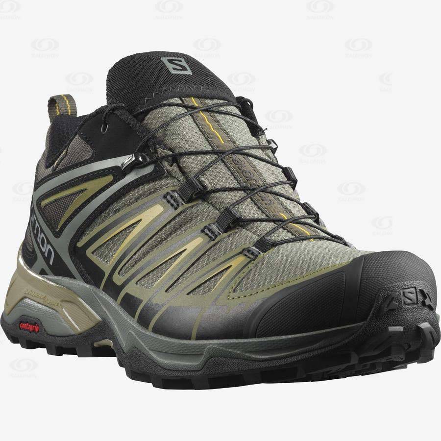 Grey / Green Salomon X ULTRA 3 GORE-TEX Men's Hiking Shoes | US-L1970