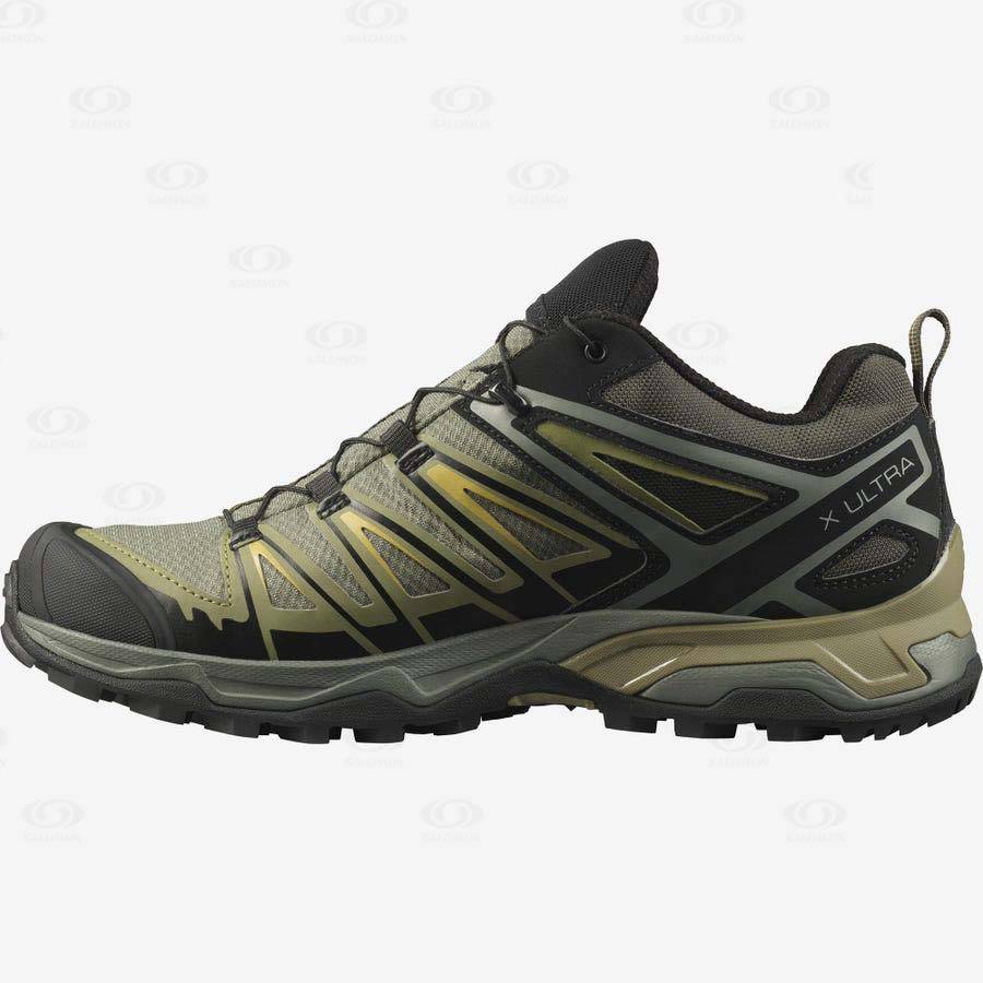 Grey / Green Salomon X ULTRA 3 GORE-TEX Men's Hiking Shoes | US-L1970