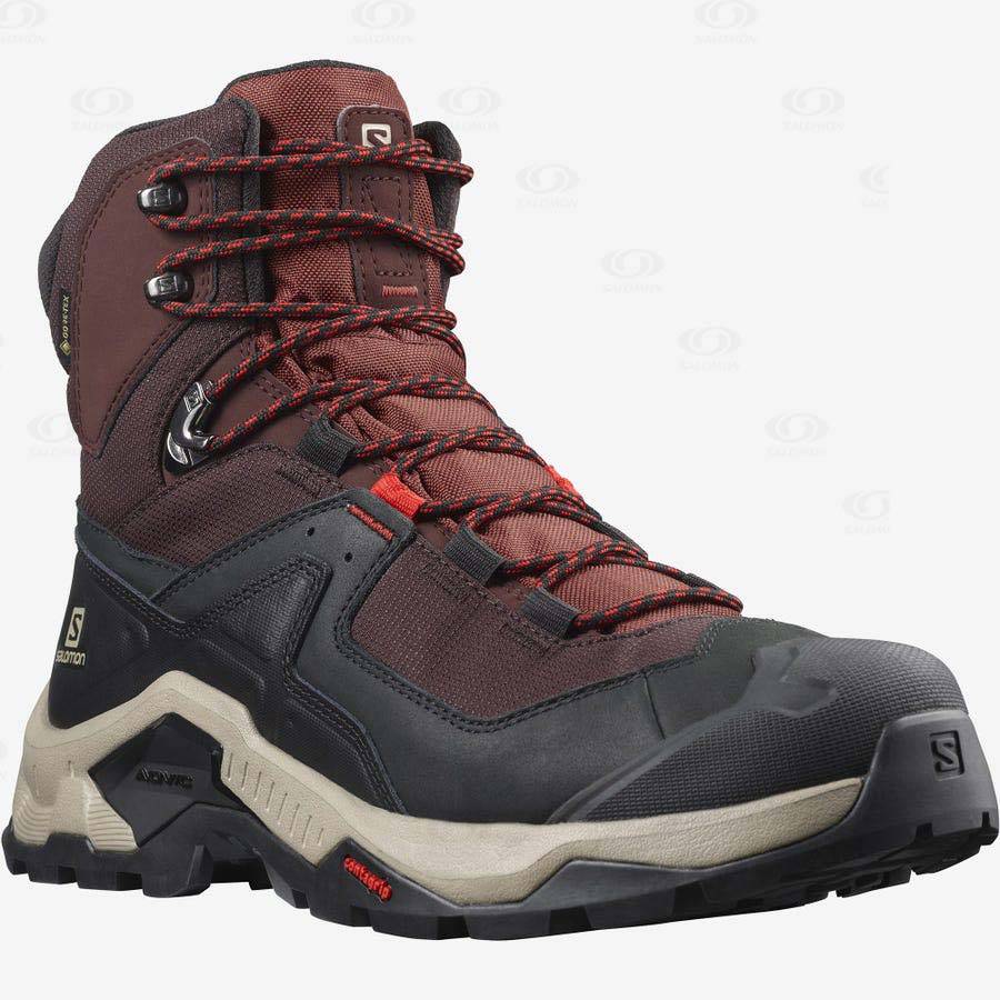 Grey / Red Salomon QUEST ELEMENT GORE-TEX Men's Hiking Shoes | US-O2484