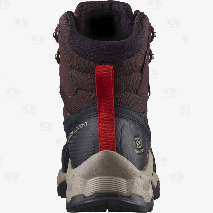 Grey / Red Salomon QUEST ELEMENT GORE-TEX Men's Hiking Shoes | US-O2484