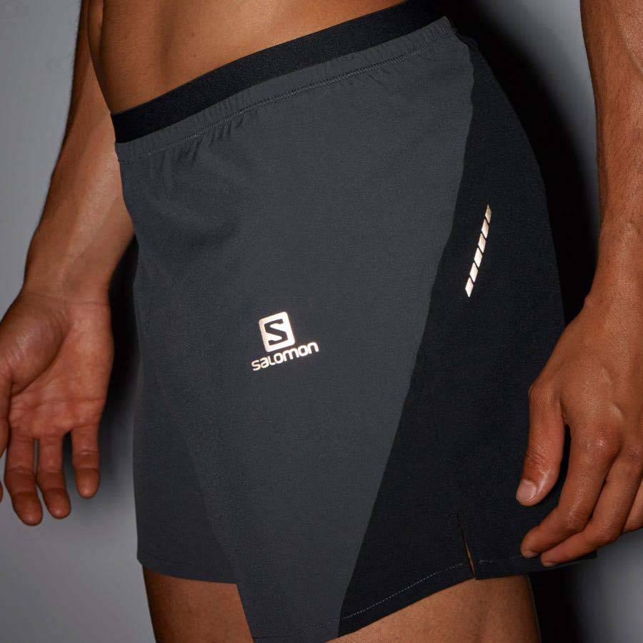 Grey Salomon CROSS 5'' Men's Shorts | US-M2462