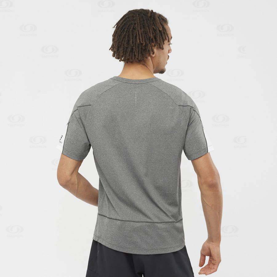 Grey Salomon CROSS RUN GRAPHIC Men's T Shirts | US-O1852