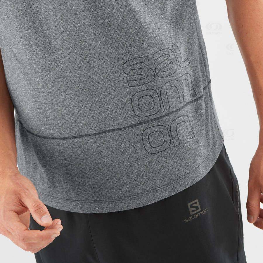 Grey Salomon CROSS RUN GRAPHIC Men's T Shirts | US-O1852