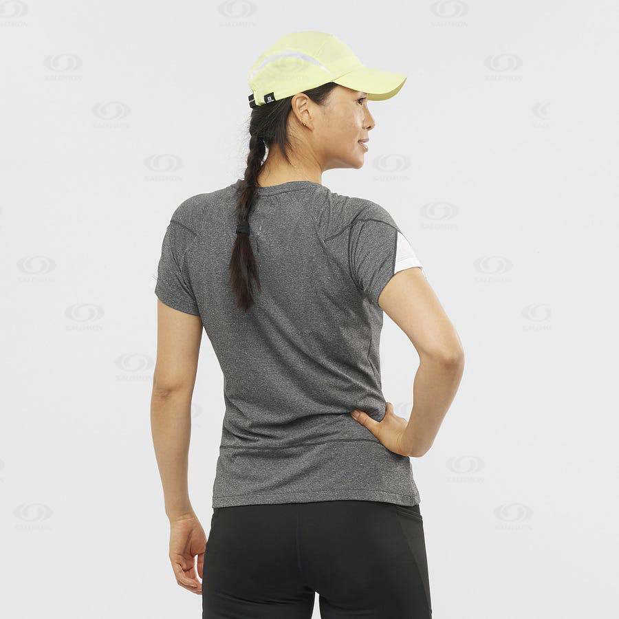 Grey Salomon CROSS RUN GRAPHIC Women's T Shirts | US-S2234