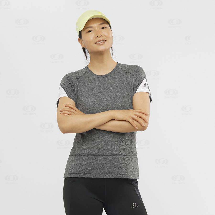 Grey Salomon CROSS RUN GRAPHIC Women's T Shirts | US-S2234