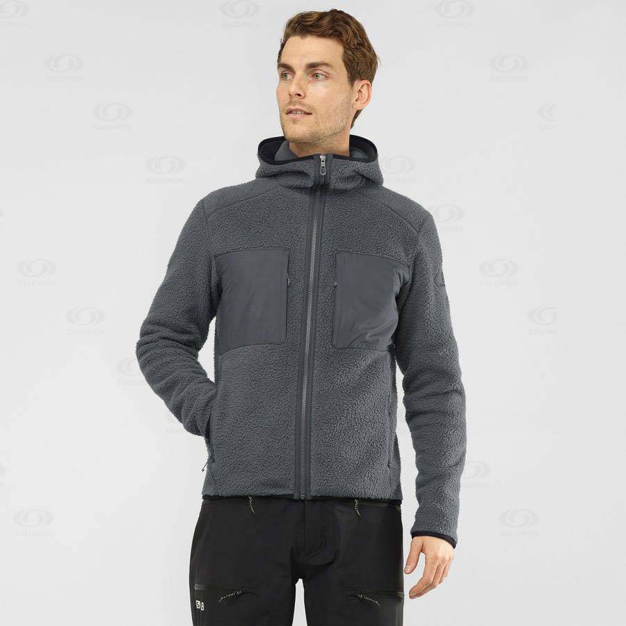 Grey Salomon ESSENTIAL WARM TEDDY Men's Hoodie | US-O2491