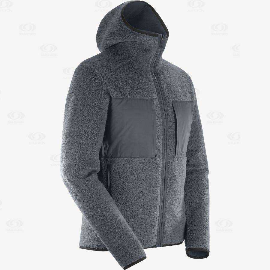 Grey Salomon ESSENTIAL WARM TEDDY Men's Hoodie | US-O2491