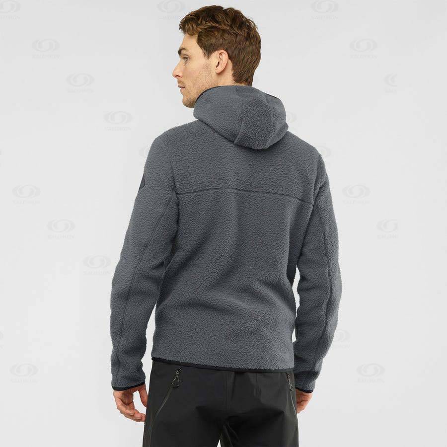 Grey Salomon ESSENTIAL WARM TEDDY Men's Hoodie | US-O2491