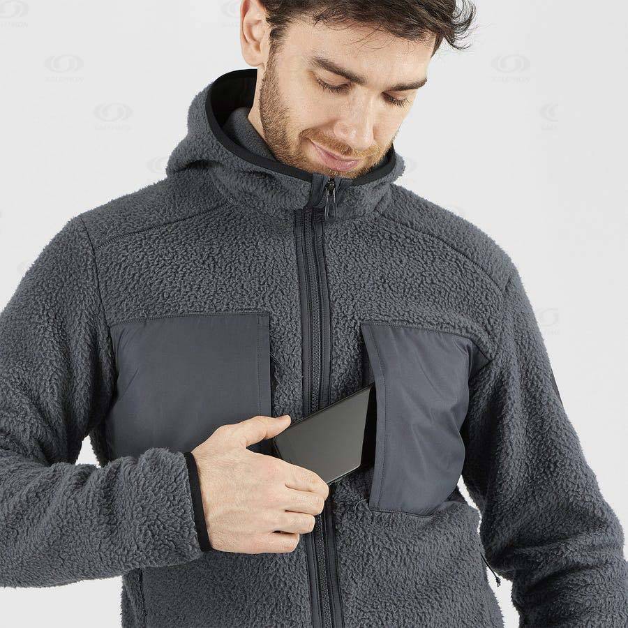 Grey Salomon ESSENTIAL WARM TEDDY Men's Hoodie | US-O2491