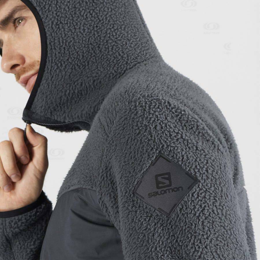 Grey Salomon ESSENTIAL WARM TEDDY Men's Hoodie | US-O2491