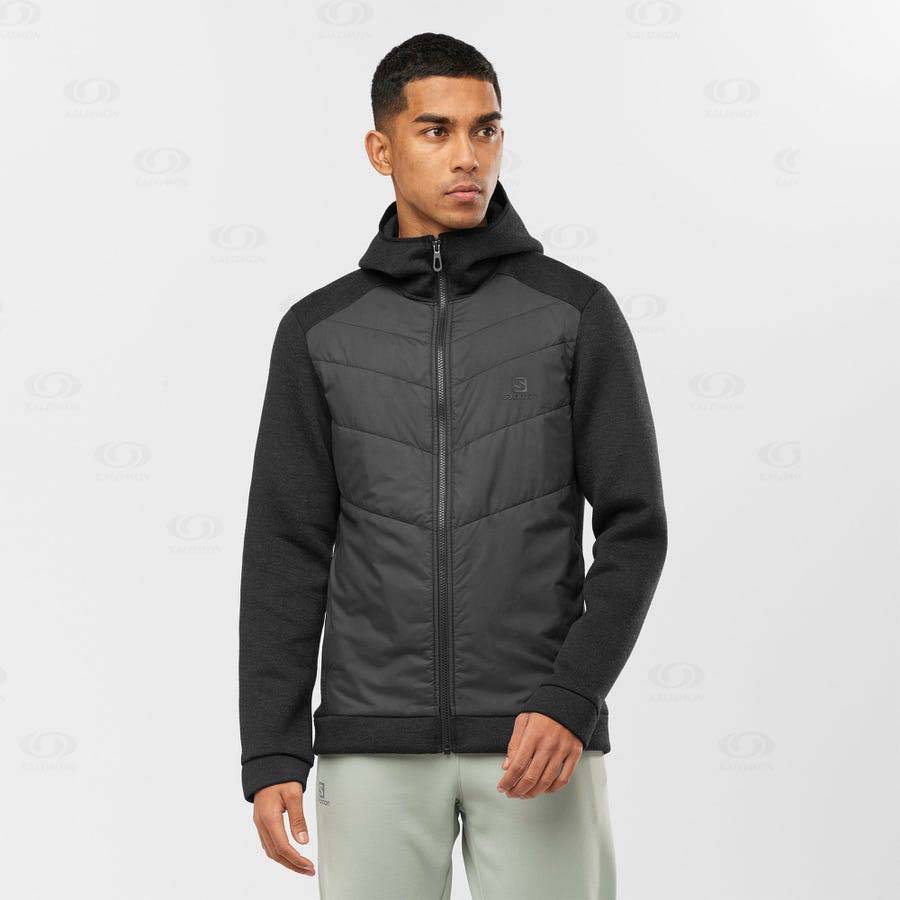 Grey Salomon ESSENTIAL XWARM HYBRID Men's Hoodie | US-S2129