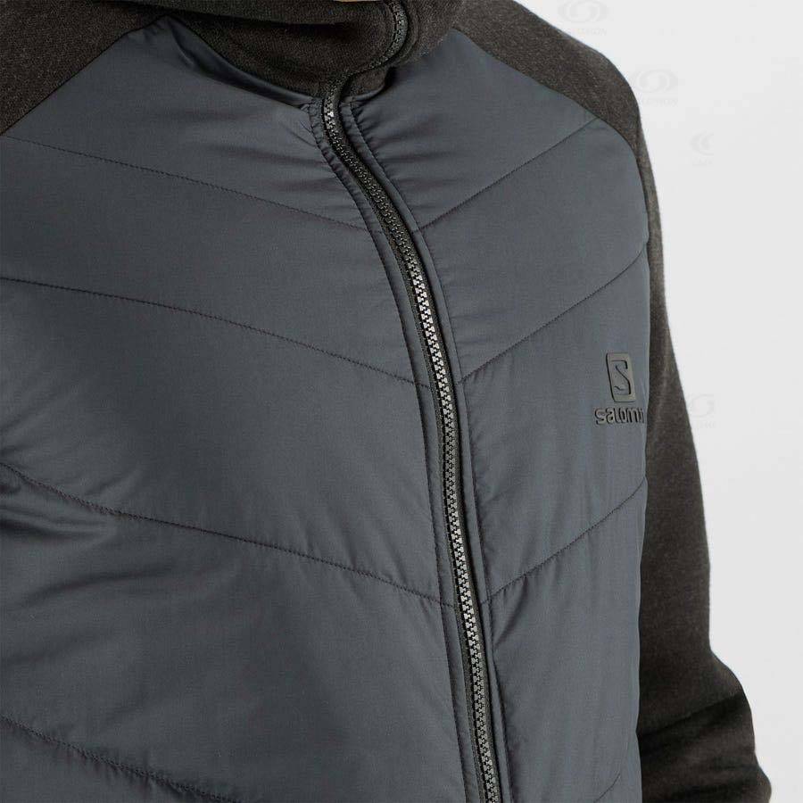 Grey Salomon ESSENTIAL XWARM HYBRID Men's Hoodie | US-S2129