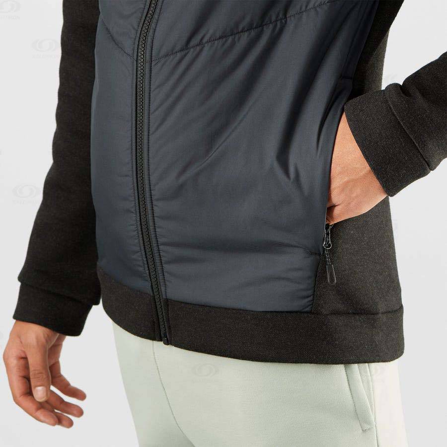 Grey Salomon ESSENTIAL XWARM HYBRID Men's Hoodie | US-S2129