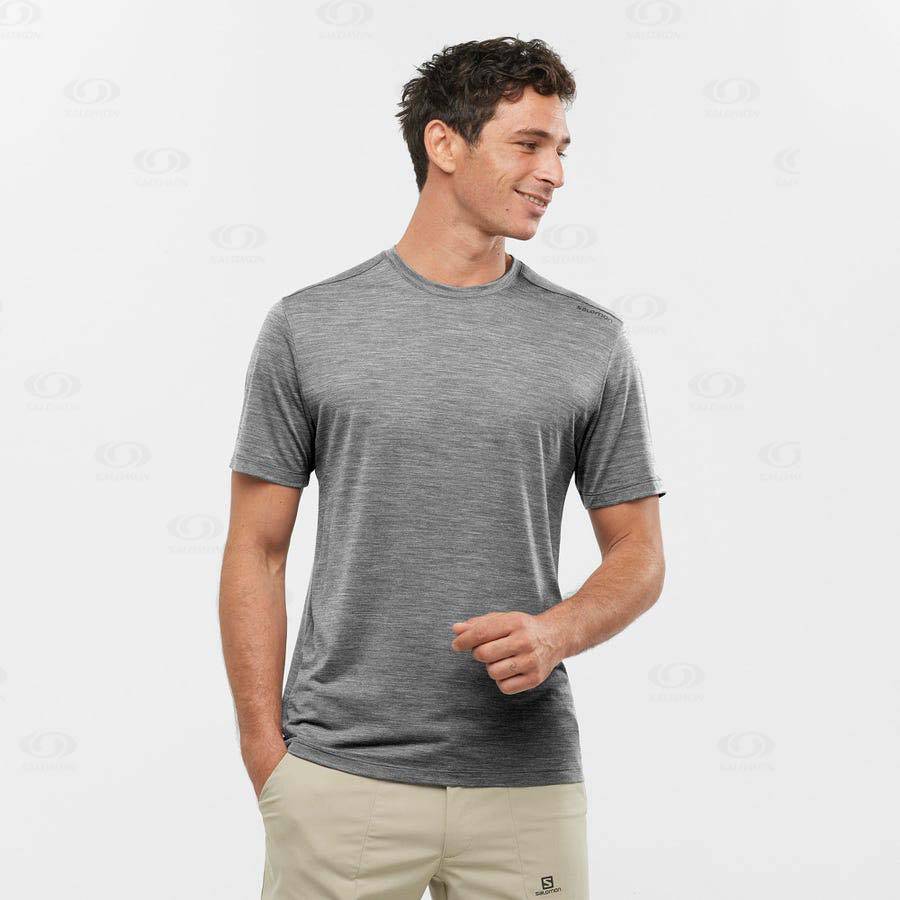 Grey Salomon OUTLIFE MERINO BLEND Men's T Shirts | US-L1578