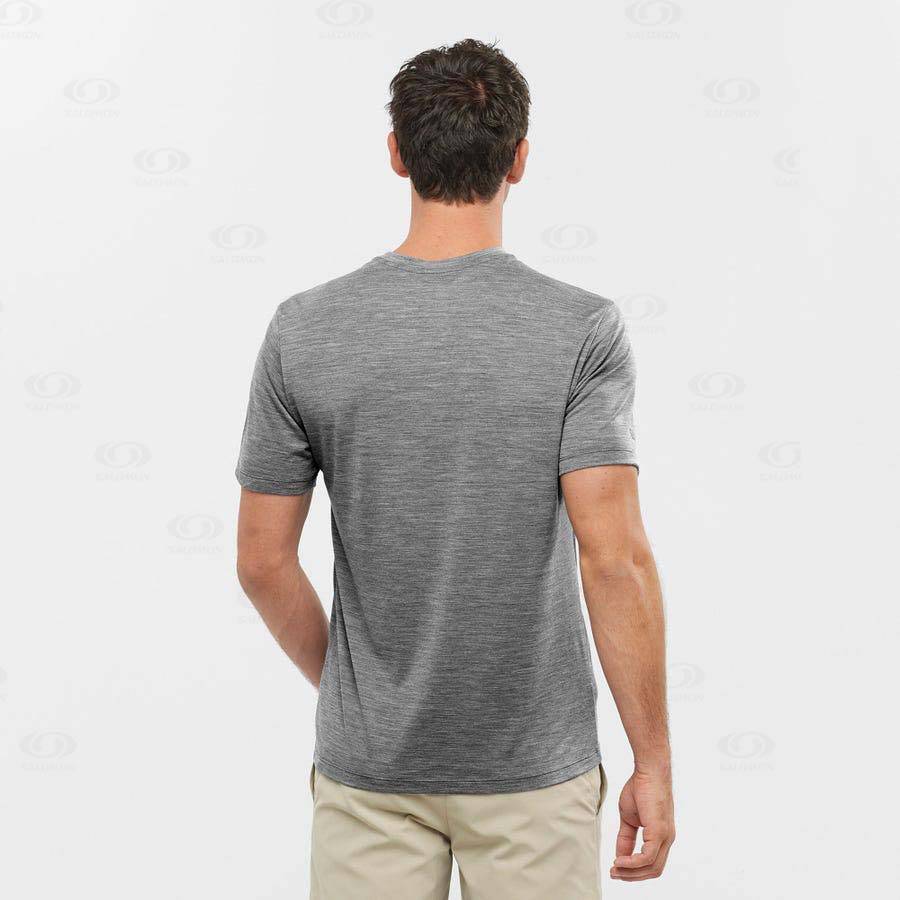 Grey Salomon OUTLIFE MERINO BLEND Men's T Shirts | US-L1578