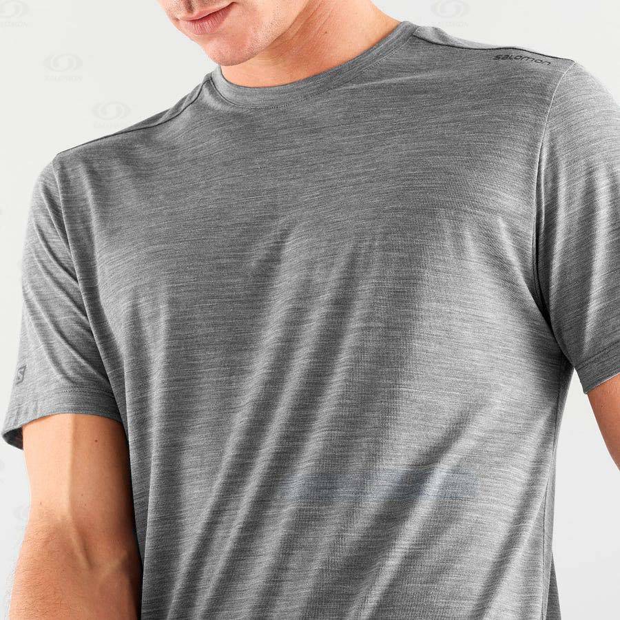 Grey Salomon OUTLIFE MERINO BLEND Men's T Shirts | US-L1578