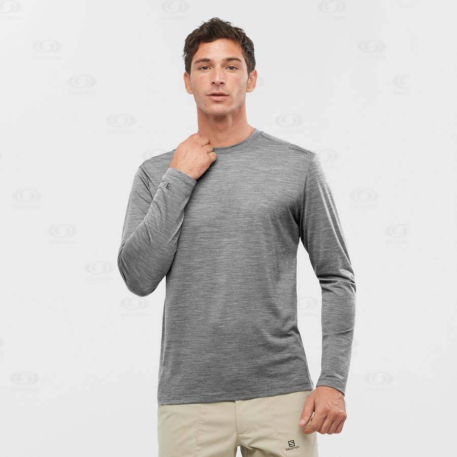 Grey Salomon OUTLIFE MERINO BLEND Men's T Shirts | US-M1118