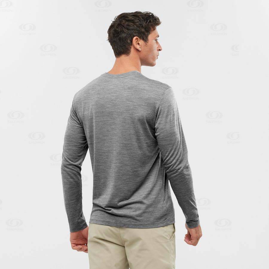 Grey Salomon OUTLIFE MERINO BLEND Men's T Shirts | US-M1118