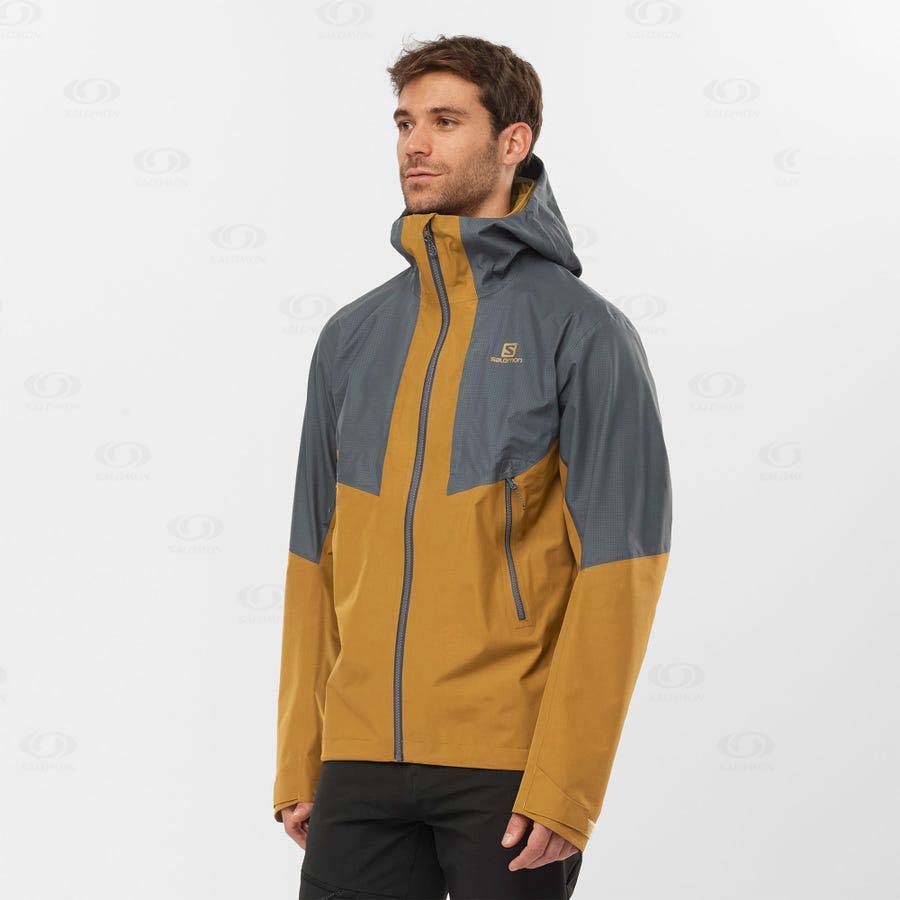 Grey Salomon OUTLINE GORE-TEX HYBRID Men's Waterproof Jackets | US-W1200