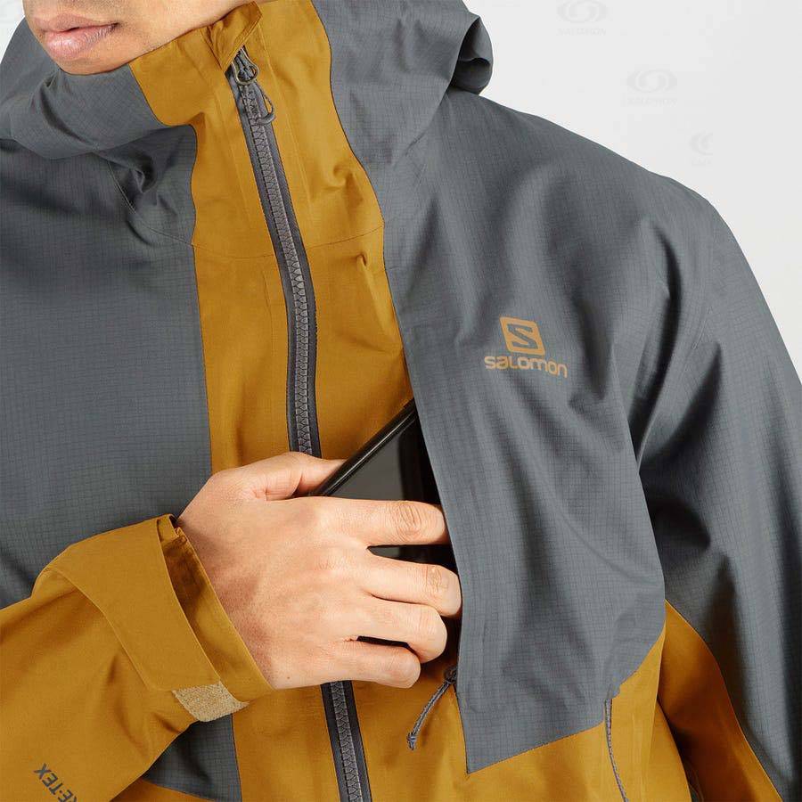 Grey Salomon OUTLINE GORE-TEX HYBRID Men's Waterproof Jackets | US-W1200