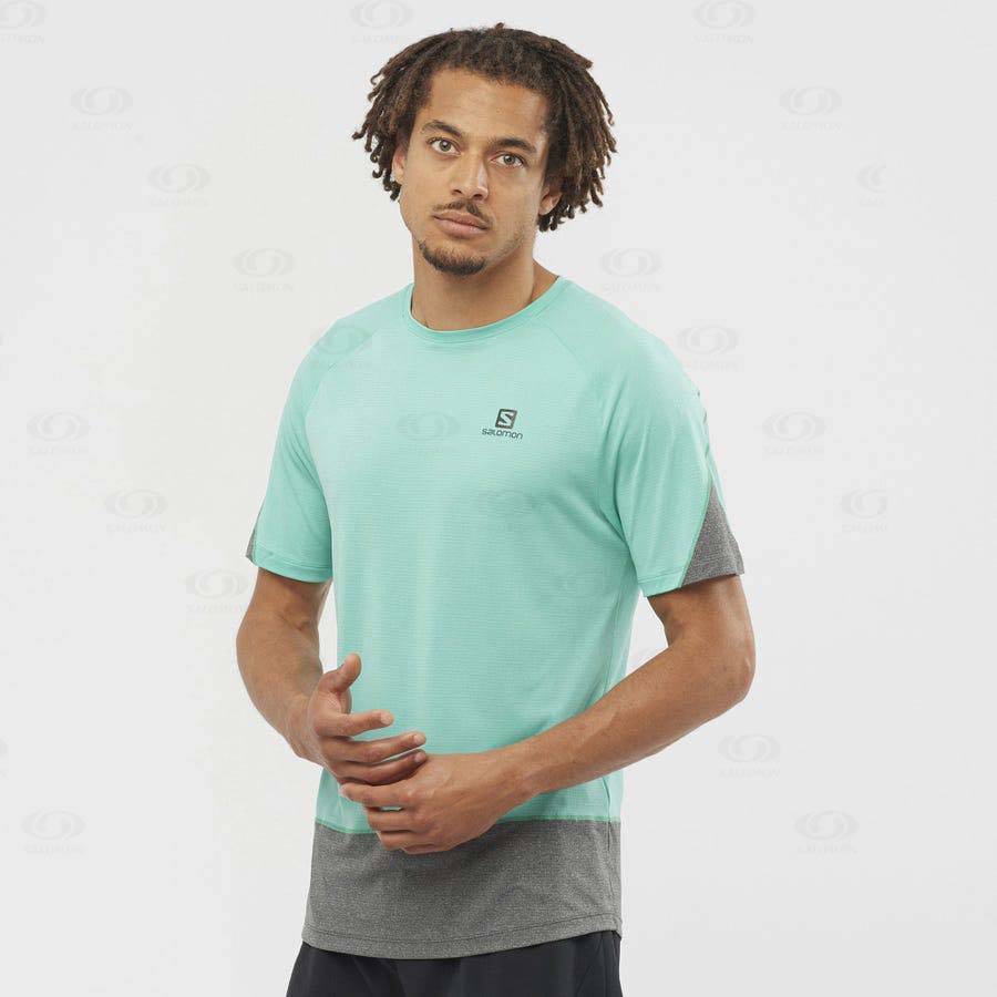 Mint Salomon CROSS RUN Men's T Shirts | US-L1109