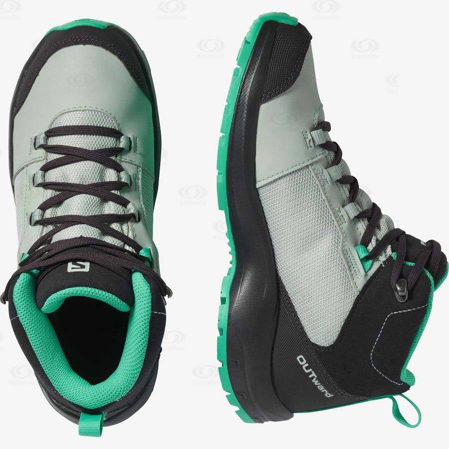 Mint Salomon OUTWARD CLIMASALOMON™ WATERPROOF kids Hiking Shoes | US-A1969