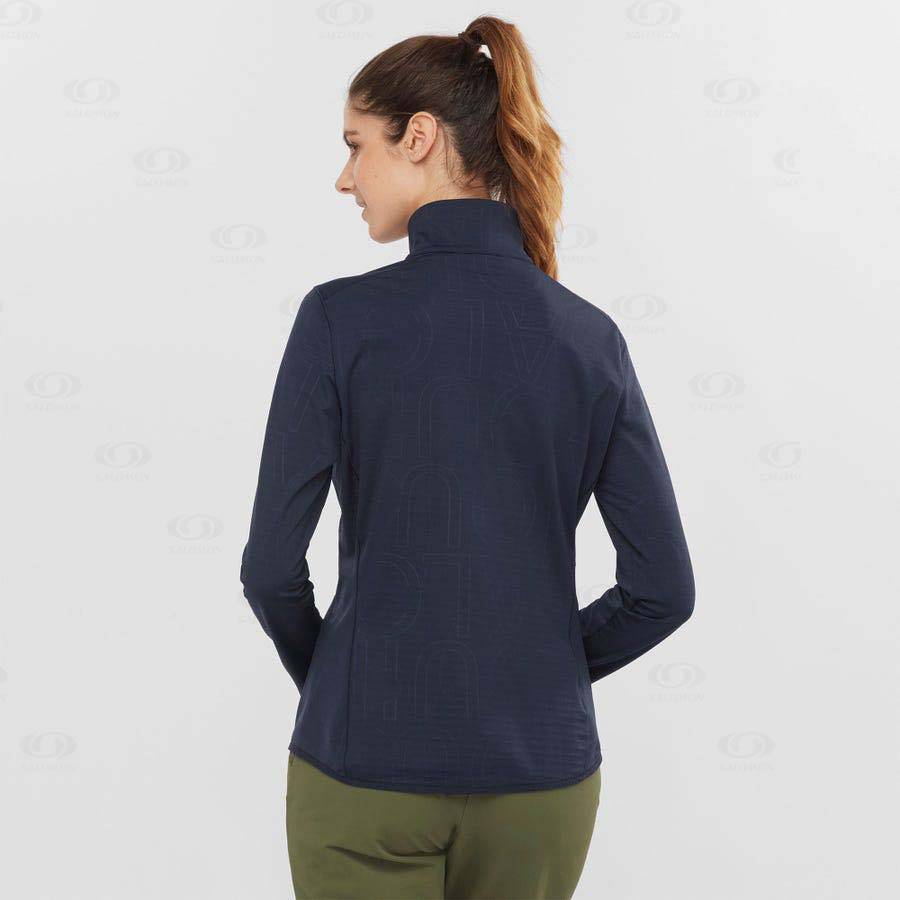 Navy / Blue Salomon ESSENTIAL LIGHTWARM Women's Hoodie | US-O1336