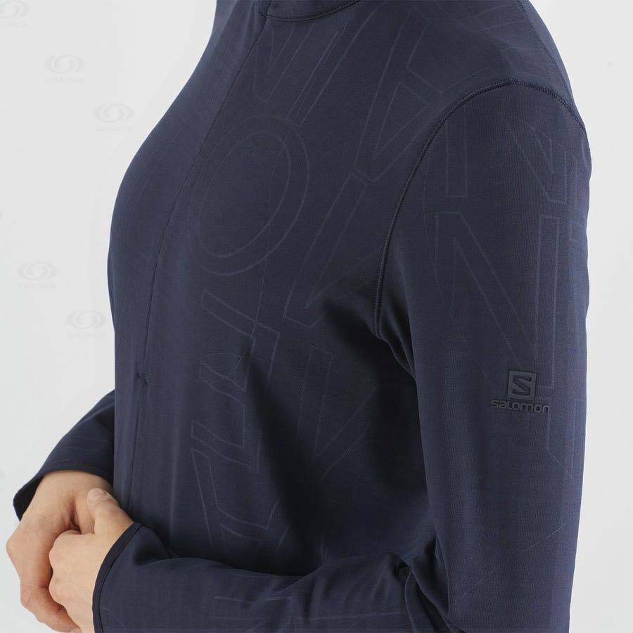 Navy / Blue Salomon ESSENTIAL LIGHTWARM Women's Hoodie | US-O1336