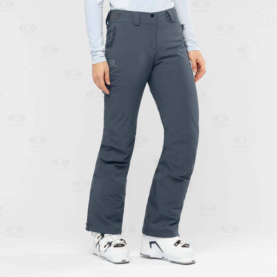 Navy / Blue Salomon THE BRILLIANT Women's Ski Pants | US-N2163