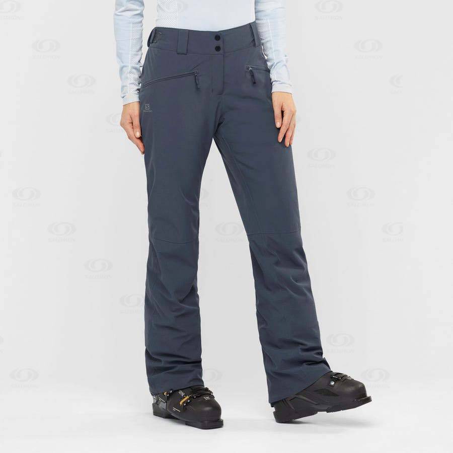 Navy Salomon EDGE Women's Ski Pants | US-N1554