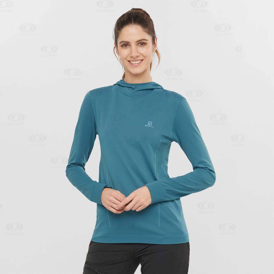 Navy Salomon ESSENTIAL SEAMLESS Women's Hoodie | US-S1401